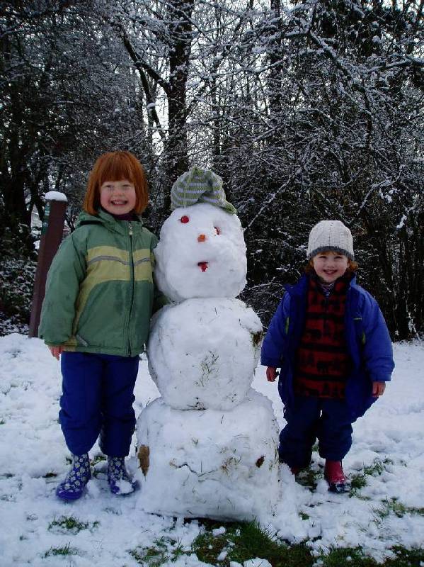 Two Redheads & a Snowman 